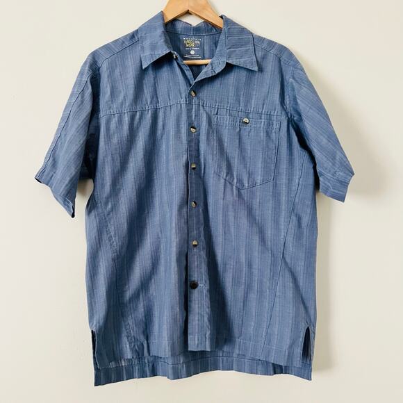 Mountain Hardwear Short Sleeve Men's Printed Button-Up Shirt Top Blue Medium - Picture 1 of 5
